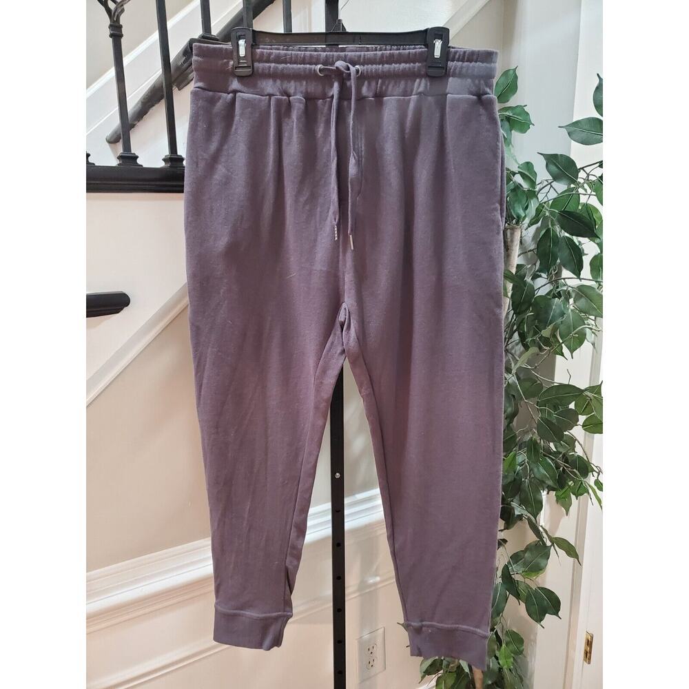 Mono B Women's Gray Pleated Elastic Waist Drawstring Tapered Leg Sweatpants